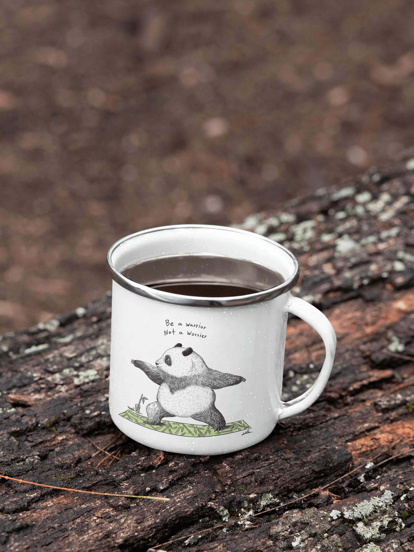 ספל אמייל עם ידית -פנדה יוגה