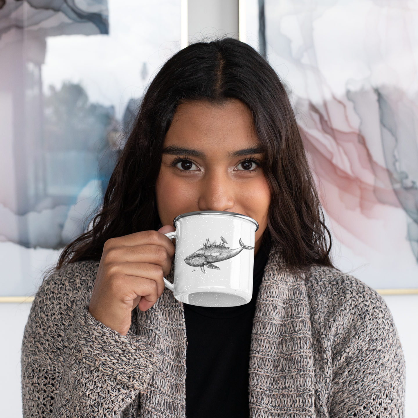 ספל אמייל עם ידית - לוויתן המדבר