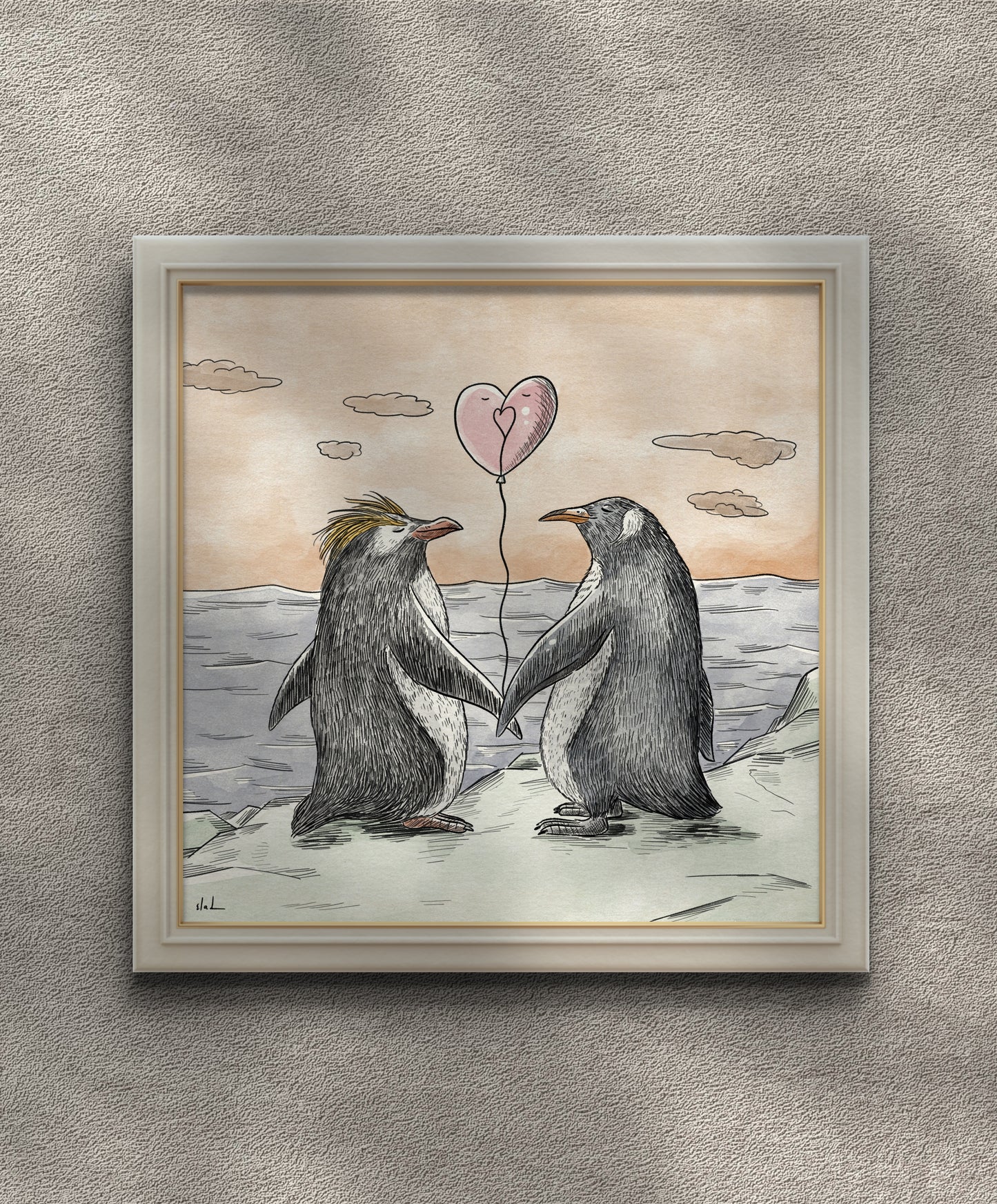 הדפס איור | זוג פינגווינים